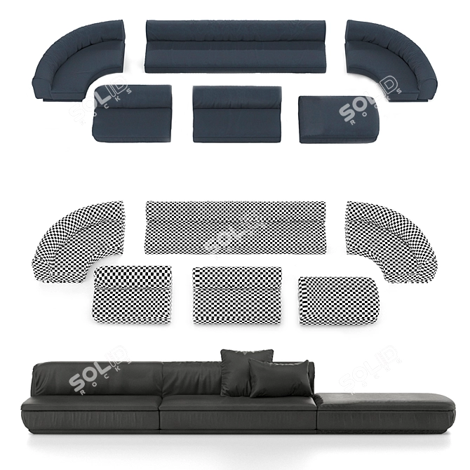 Baxter PIAF Sofa: Sophistication Redefined 3D model image 3