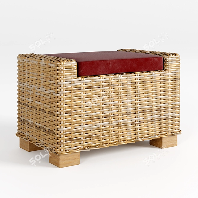 Title: Modern Ratan Stool - Stylish and Compact 3D model image 1