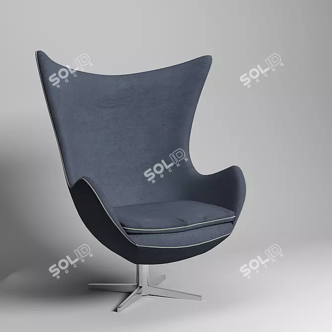 Jacob Leather Chair - Blue & Grey 3D model image 1