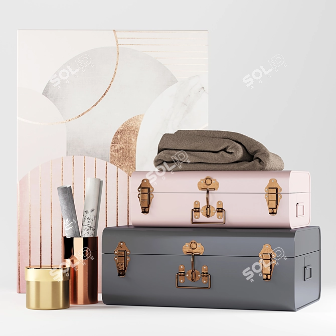 Vintage-inspired Elori Suitcase Chest Set 3D model image 1