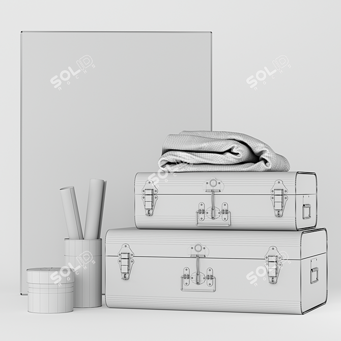 Vintage-inspired Elori Suitcase Chest Set 3D model image 3