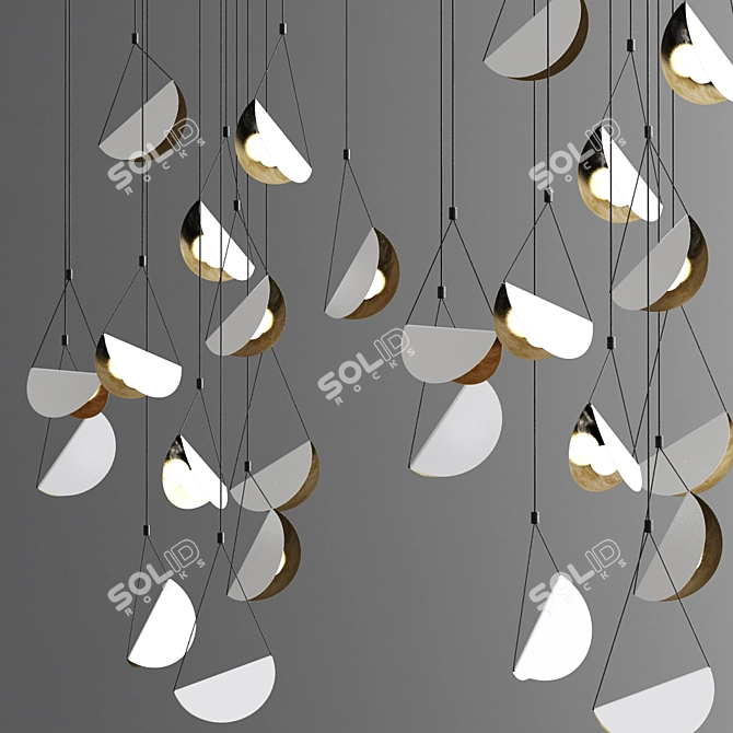 Glider Pendant Chandelier: Sleek White Elegance 3D model image 1