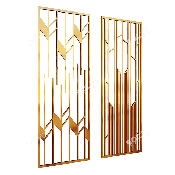 Golden Brass Decorative Partitions 3D model image 2