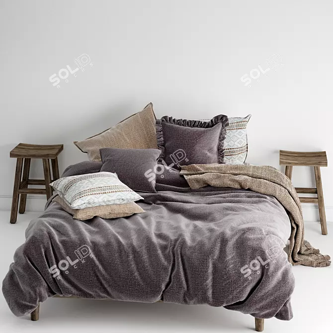 Elegant Bedroom Set: Perfectly Detailed & Ready-to-Use 3D model image 1