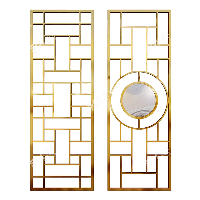 Golden Brass Decorative Partitions 3D model image 1