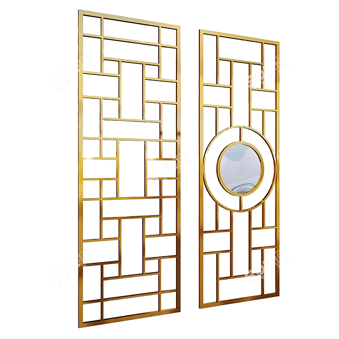 Golden Brass Decorative Partitions 3D model image 2