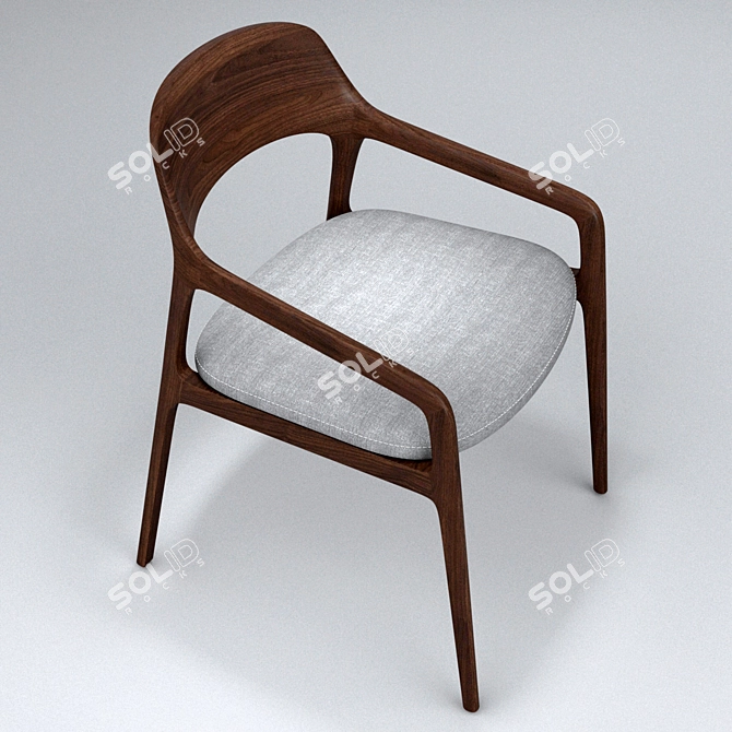Wooden Fabric Chair 3D model image 3