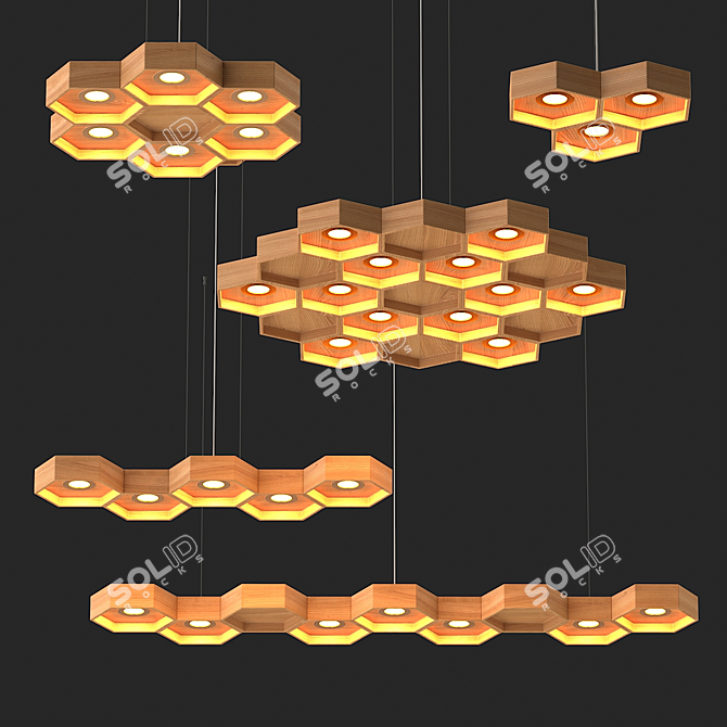 Pilke Series Slatted Wood Honeycomb 3D model image 1