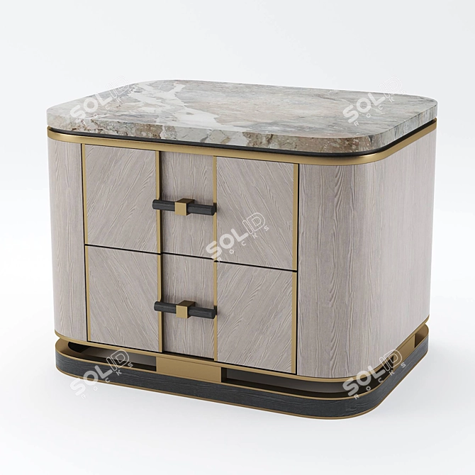 Elegant Ashi Marble Bedside Table 3D model image 2