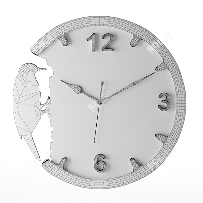Woodpecker Decor Wall Clock: Elegant & Functional 3D model image 2