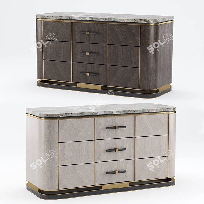 ASHI Chest of Drawers: 65x120x50cm 3D model image 1