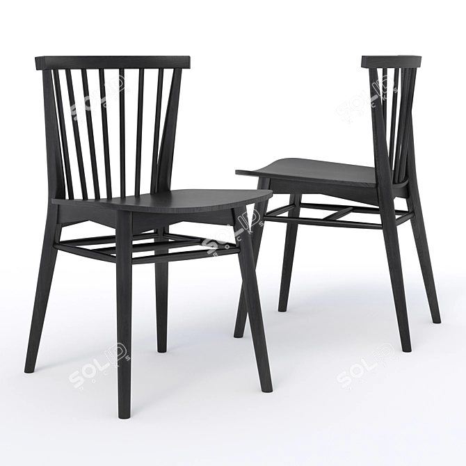 Modern Rus Black Dining Chair 3D model image 2