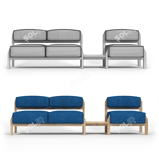 Modular T-Block Furniture Collection 3D model image 2