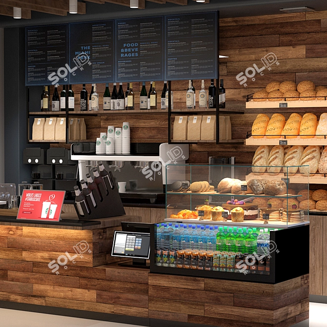 Modern Coffee Kiosk with Starbucks-inspired Design 3D model image 2