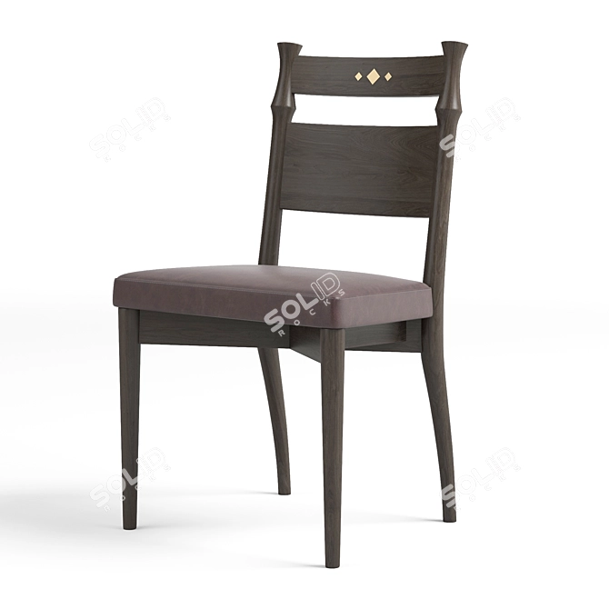 Modern Graphite Leather Dining Chair 3D model image 3