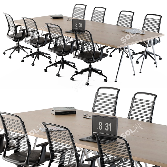 Office Conference Table Set 3D model image 2