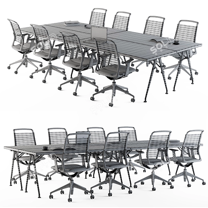 Office Conference Table Set 3D model image 3