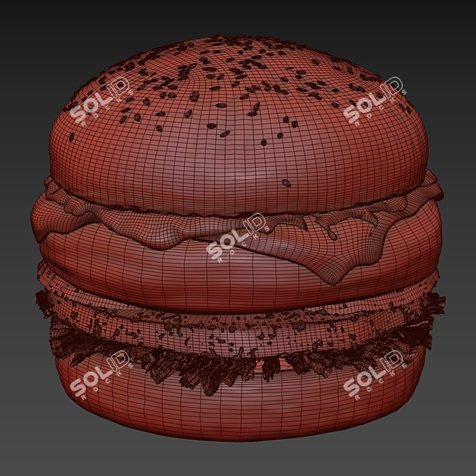 Title: Delicious Gourmet Burger Kit 3D model image 2