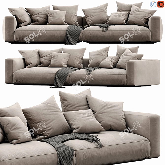 Luxury Flexform Grandemare Sofa 3D model image 1
