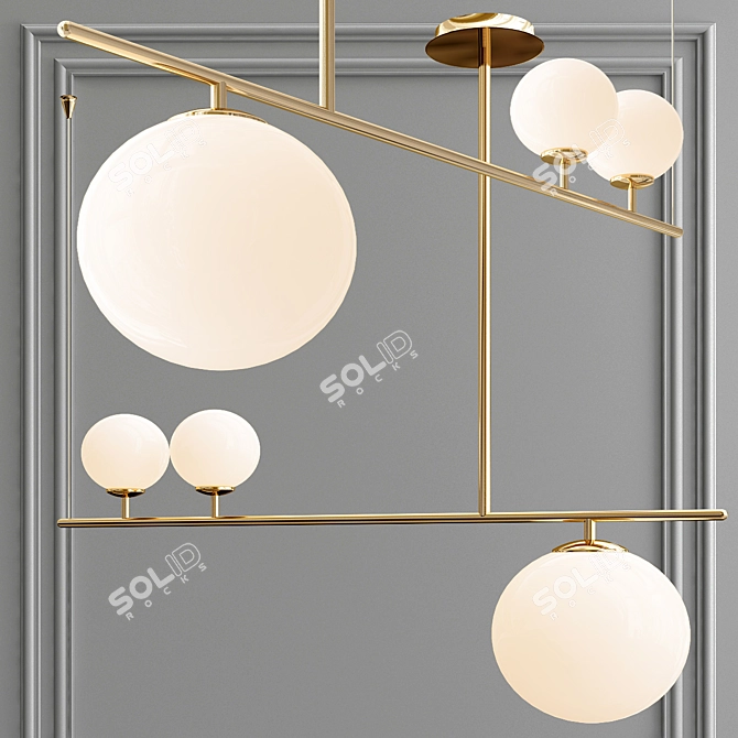 Elegant Metal and Glass Pendant Light 3D model image 1