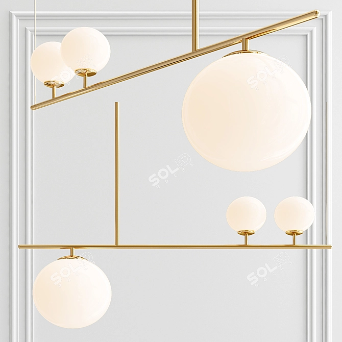 Elegant Metal and Glass Pendant Light 3D model image 3