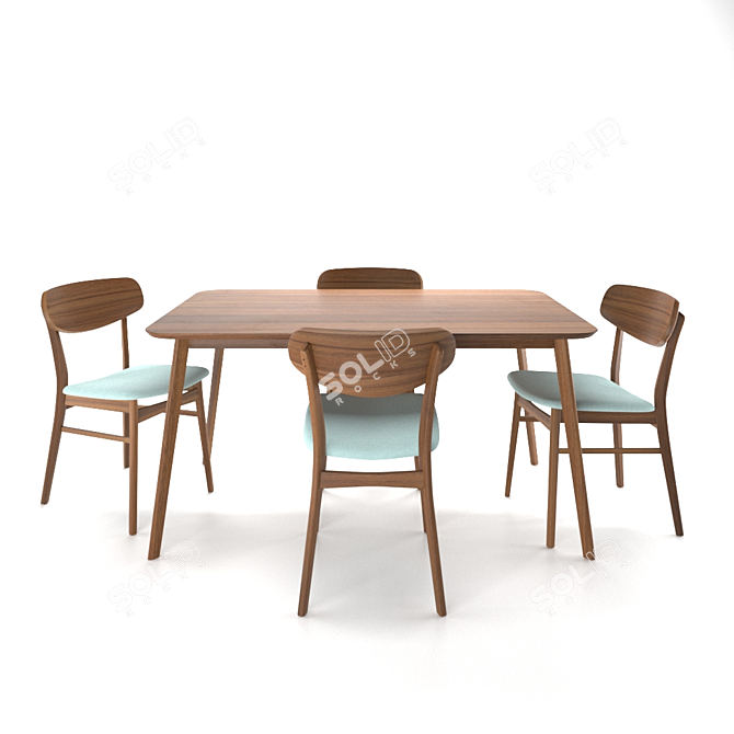 Lucille Fabric 5-Piece Dining Set 3D model image 1