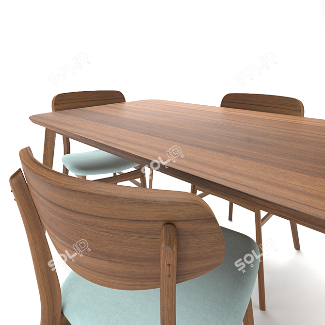 Lucille Fabric 5-Piece Dining Set 3D model image 2