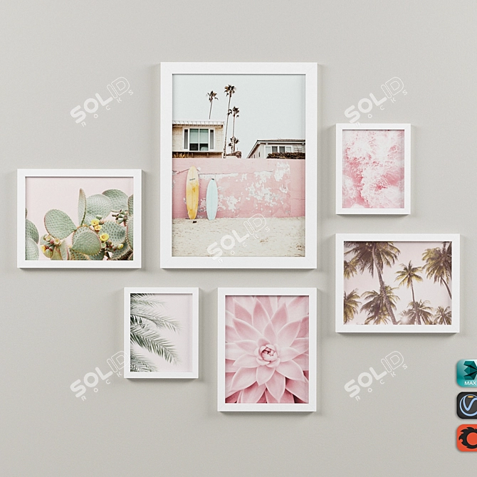 Southwest Beach Photography Wall Set: Stunning Framed Art Prints 3D model image 1