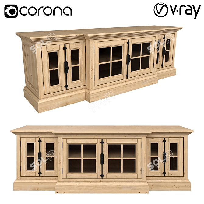 Vintage TV Cabinet Restoration 3D model image 1