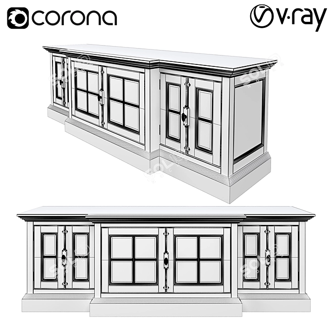 Vintage TV Cabinet Restoration 3D model image 2