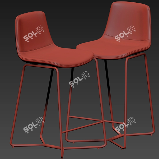  Modern Upholstered Counter Stools 3D model image 3