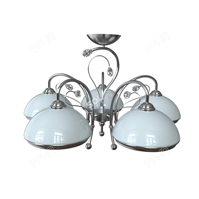 Elegant White/Chrome Ceiling Chandelier 3D model image 1