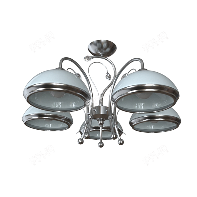 Elegant White/Chrome Ceiling Chandelier 3D model image 2