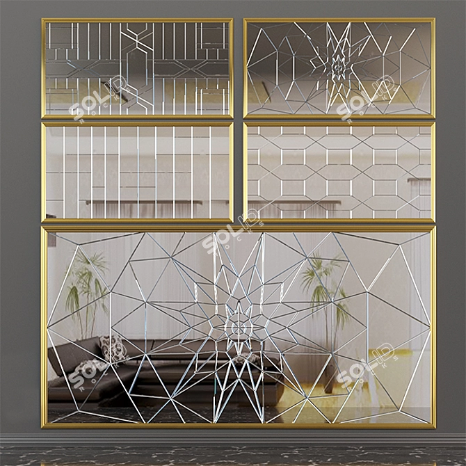 Elegant Reflection - Decorative Mirror 3D model image 8