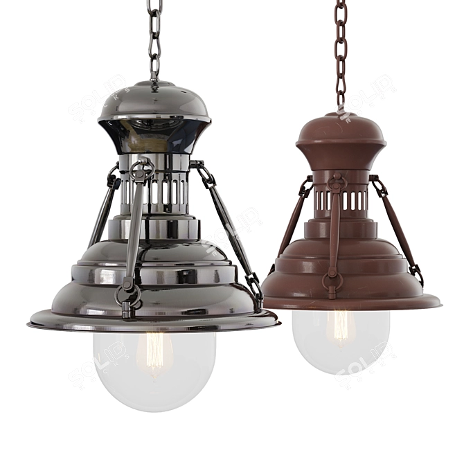 Title: London Industrial Pendant Lamp 3D model image 3