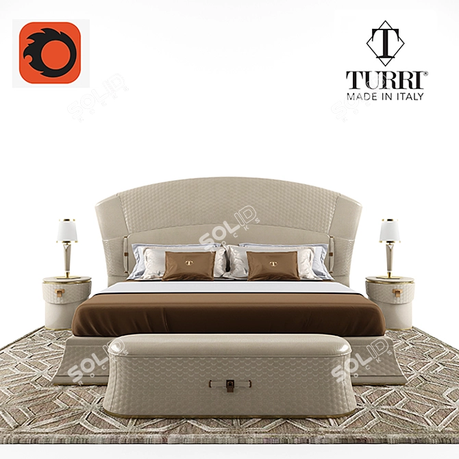 Turri Vogue Bed Set - Elegant Italian Furniture Set 3D model image 1