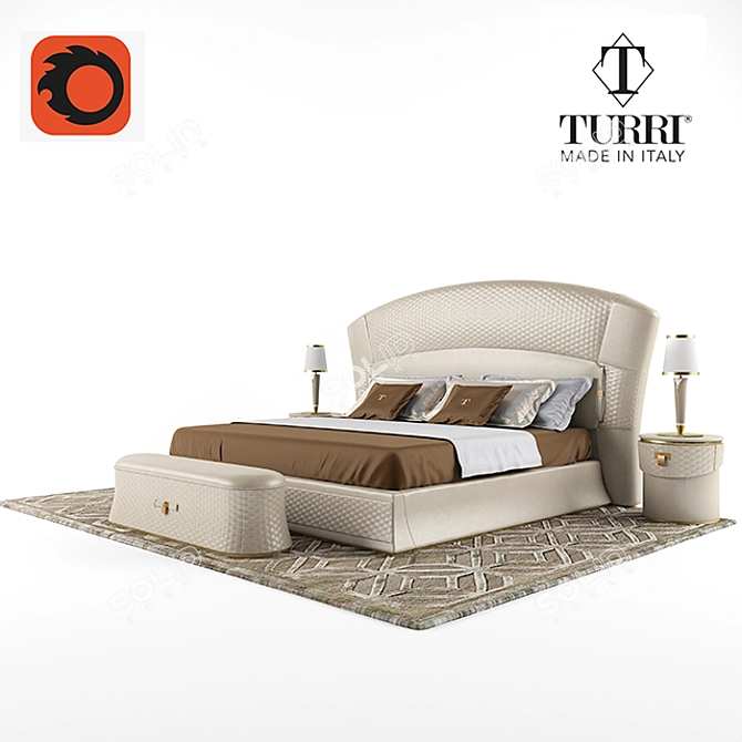 Turri Vogue Bed Set - Elegant Italian Furniture Set 3D model image 2