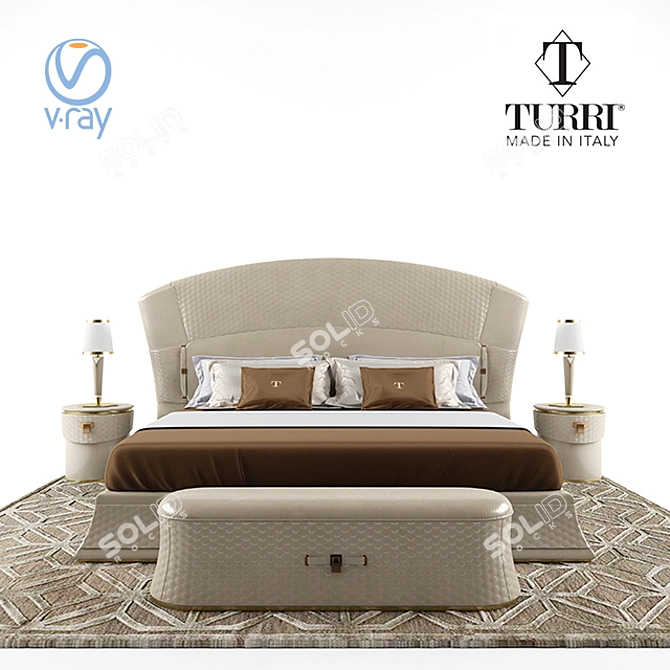 Turri Vogue Bed Set - Elegant Italian Furniture Set 3D model image 5