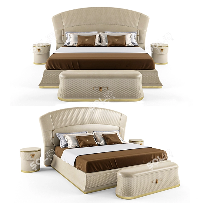 Turri Vogue Bed Set - Elegant Italian Furniture Set 3D model image 8