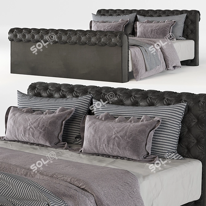 Luxurious Chesterfield Bed 3D model image 1