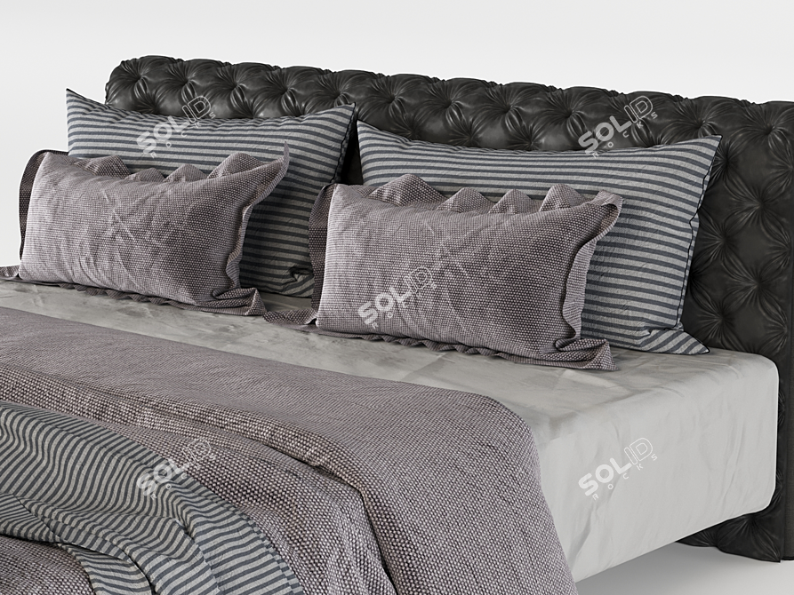 Luxurious Chesterfield Bed 3D model image 3