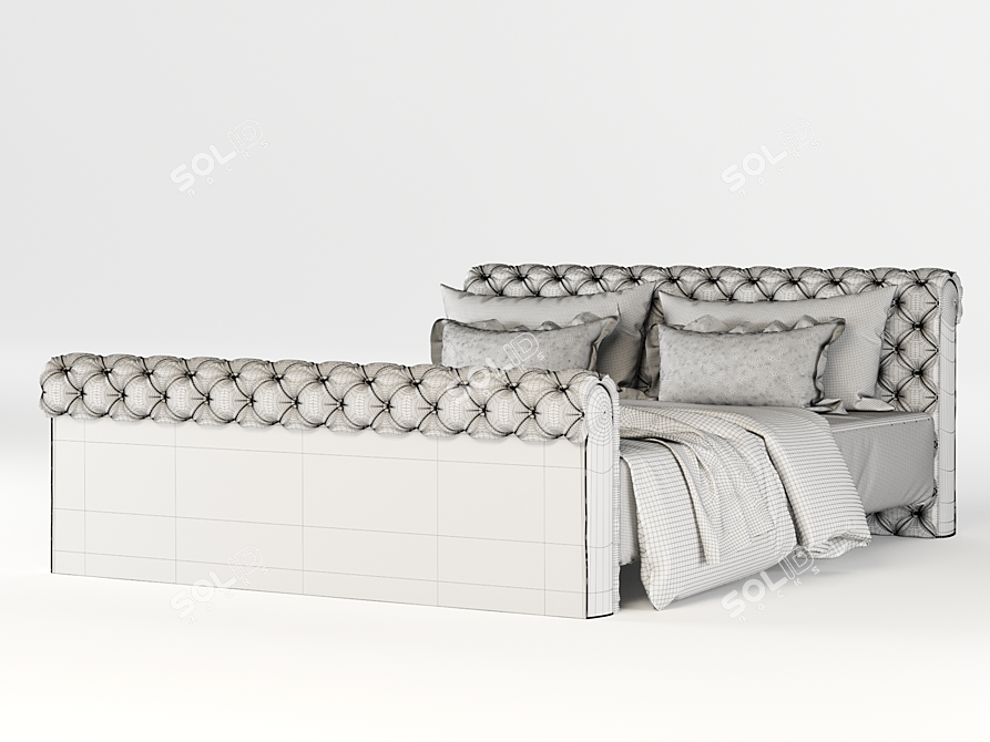 Luxurious Chesterfield Bed 3D model image 4