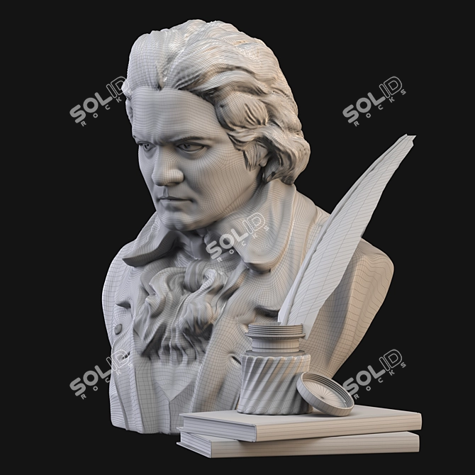 Classical Masterpiece: Beethoven Bust & Inkwell 3D model image 2