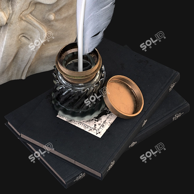 Classical Masterpiece: Beethoven Bust & Inkwell 3D model image 4