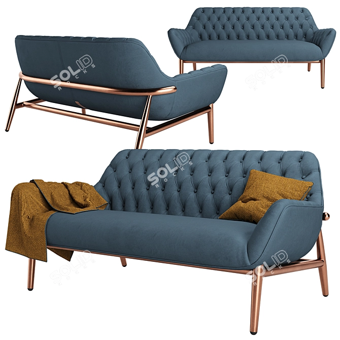 Elegant Italian Handmade Jade Sofa 3D model image 1