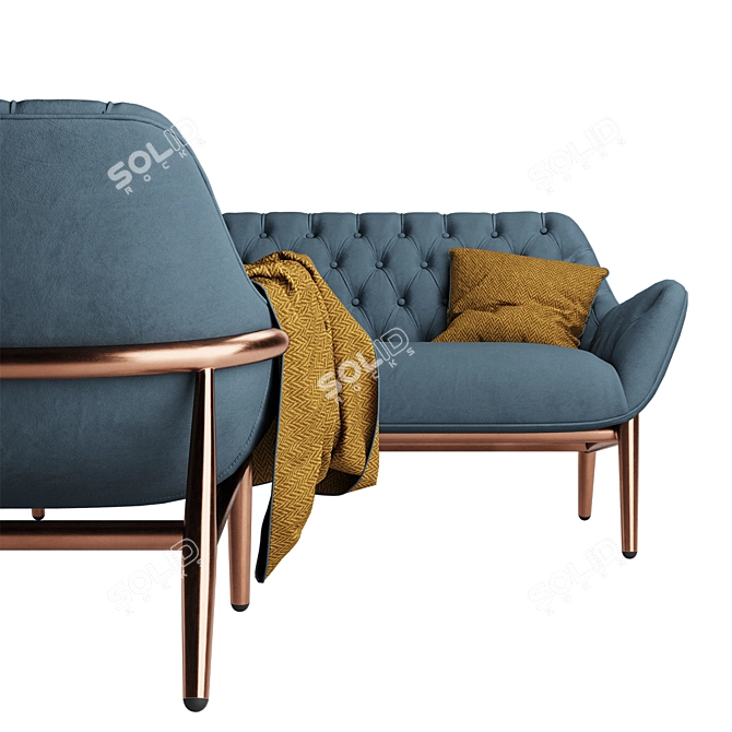 Elegant Italian Handmade Jade Sofa 3D model image 3