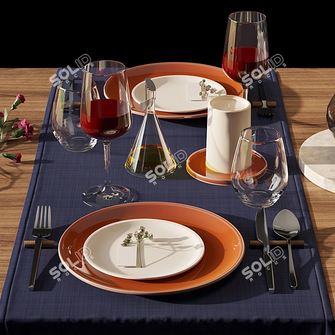 Modern Tableware Set: 3D Models & Materials 3D model image 2