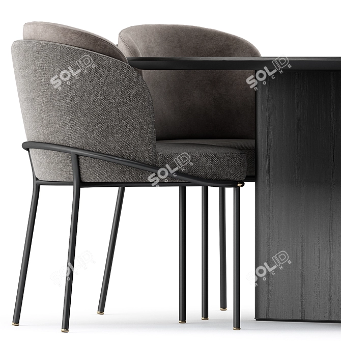 Elegant FIL NOIR Chair & LOU Dining Table Set 3D model image 2