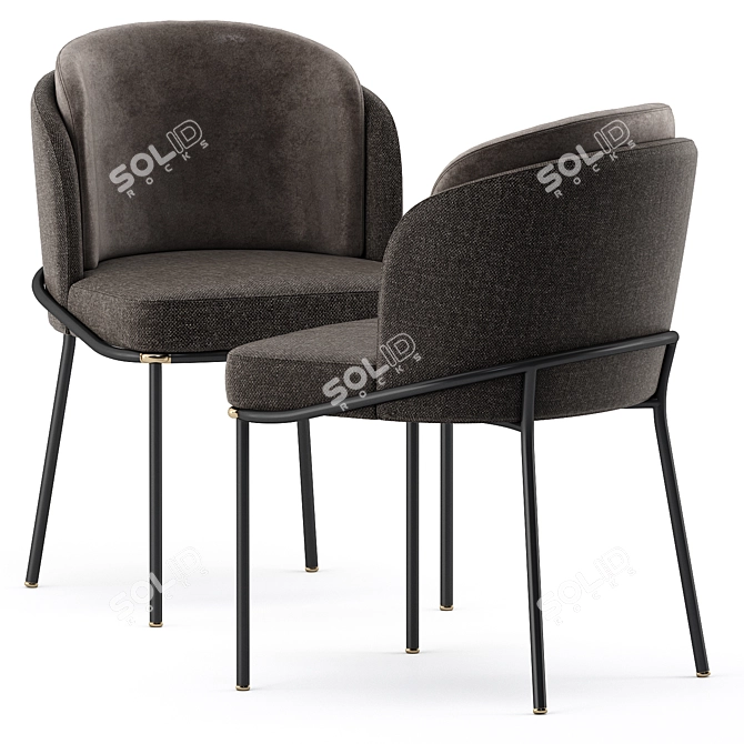 Elegant FIL NOIR Chair & LOU Dining Table Set 3D model image 3
