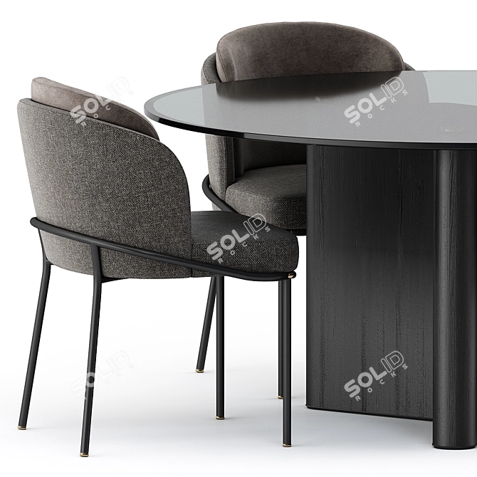 Elegant FIL NOIR Chair & LOU Dining Table Set 3D model image 4